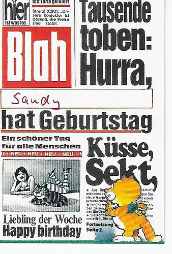 Ansichtskarte Klappkarte -  Zeitung blah  -beschrieben 