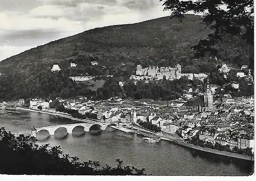 Ansichtskarte Blick auf Heidelberg  - gelaufen 1961