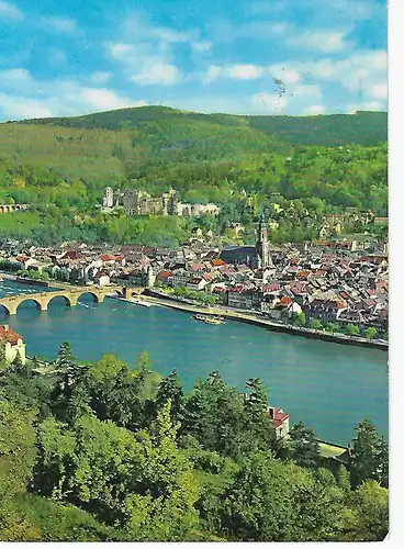 Ansichtskarte Heidelberg - Blick vom Philosophenweg - gelaufen 1963