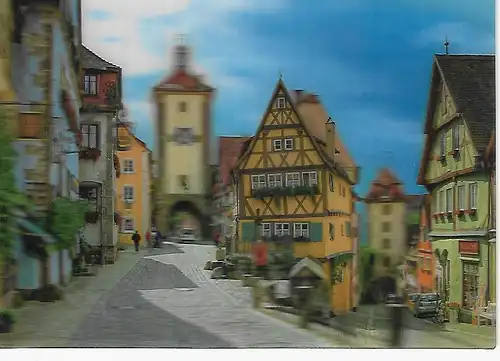 3D Hologrammkarte Ansichtskarte Rothenburg ob der Tauber - nicht gelaufen