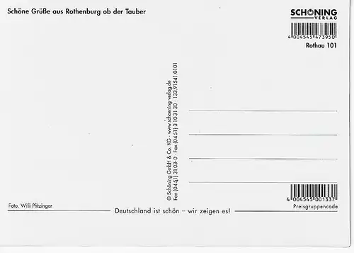 3D Hologrammkarte Ansichtskarte Rothenburg ob der Tauber - nicht gelaufen