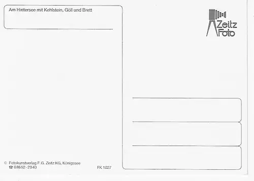 Ansichtskarte Am Hintersee mit Kehlstein, Göll und Brett - nicht gelaufen