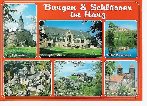 Ansichtskarte Burgen und Schlösser im Harz - gelaufen 2006