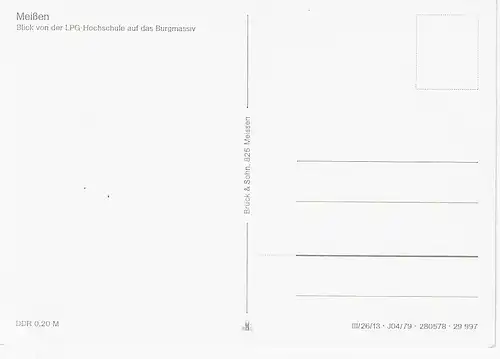Ansichtskarte Meißen an der Elbe  - Blick von der LPG-Hochschule auf das Burgmassiv - nicht gelaufen
