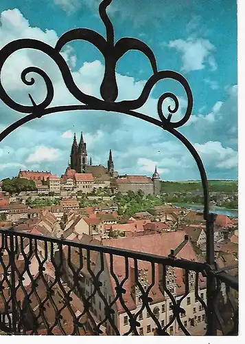 Ansichtskarte Meißen - Blick von der Frauenkirche über die Altstadt auf das Burgmassiv - nicht gelaufen