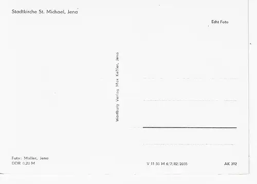 Ansichtskarte Jena - Stadtkirche St. Michael - nicht gelaufen - ca. 1982