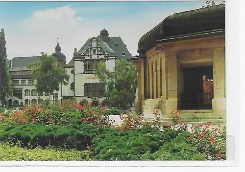 Ansichtskarte Universitätsstadt Jena - Volkshaus mit Abbe-Denkmal - nicht gelaufen