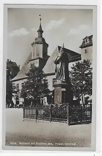 Ansichtskarte Jena  - Rathaus mit Kurfürst Joh. Friedr. Denkmal - nicht gelaufen 