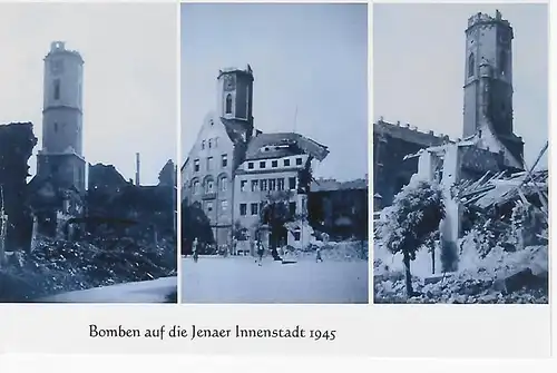 Ansichtskarte Jena  - Bomben auf die Jenaer Innenstadt 1945 - nicht gelaufen 