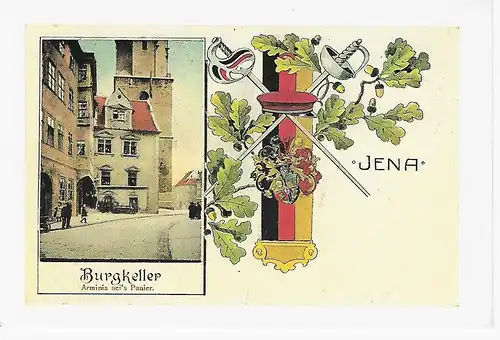 Ansichtskarte Jena - Burgkeller- Arminia sei's Panier. - nicht gelaufen