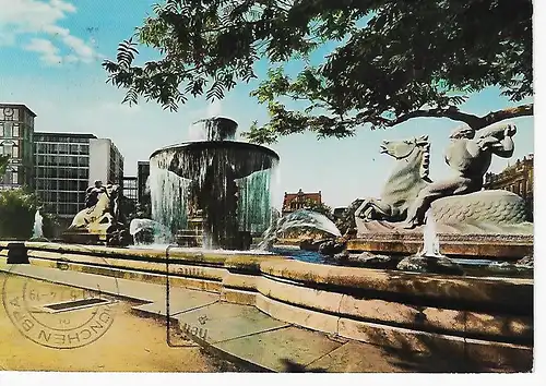 Ansichtskarte München - Wittelsbacher Brunnen - gelaufen 1974