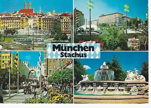 Ansichtskarte München - Stachus - gelaufen 1991