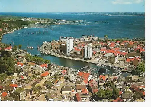 Ansichtskarte Ostseebad Eckernförde - Hafen mit Blick auf Bucht - gelaufen 