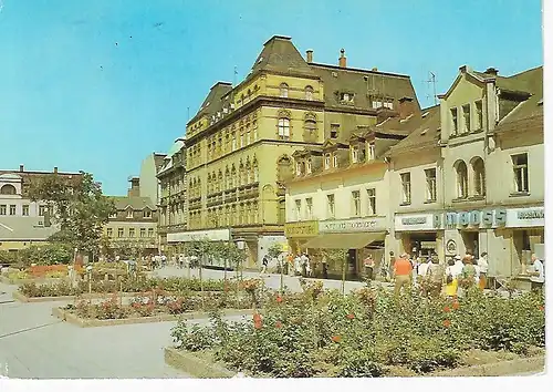 Ansichtskarte Aue - Altmarkt - gelaufen 1984