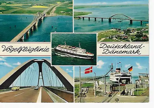 Ansichtskarte Vogelfluglinie Deutschland - Dänemark - gelaufen 1964
