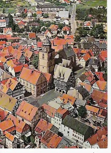 Ansichtskarte Alsfeld / Hessen - mit Ratshaus, Walpurgiskirche und Weinhaus - nicht gelaufen