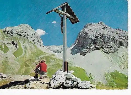 Ansichtskarte Allgäuer Alpen - Bergkreuz im Rappenseegebiet - gelaufen 1964