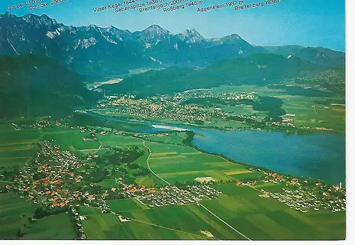 Ansichtskarte Höhenluft- und Kneippkurort Füssen / Allgäu mit Schwangau und Forggensee - nicht gelaufen