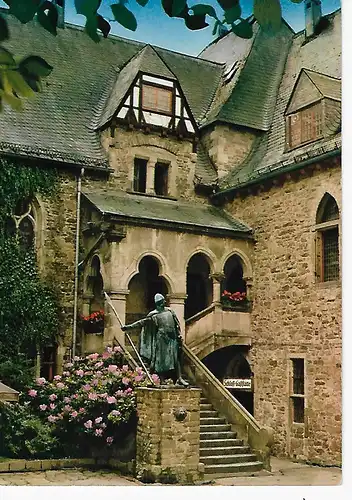 Ansichtskarte Schloss Burg an der Wupper - Standbild Graf Adolf I. von Berg - nicht gelaufen