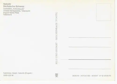 Ansichtskarte Sebnitz - Sächsische Schweiz - nicht gelaufen 
