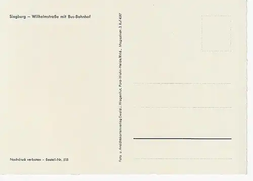 Ansichtskarte Siegburg - Wilhelmstraße mit Bus-Bahnhof - nicht gelaufen