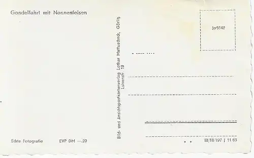 Ansichtskarte Nonnenfelsen - Zittauer Gebirge  - Kurort Jonsdorf - Hotel Gondelfahrt - nicht gelaufen 