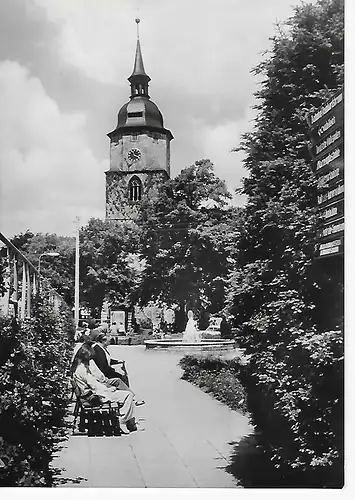 Ansichtskarte Friedrichroda - Thür. Wald - Kuranlagen an der Kirche - nicht gelaufen 