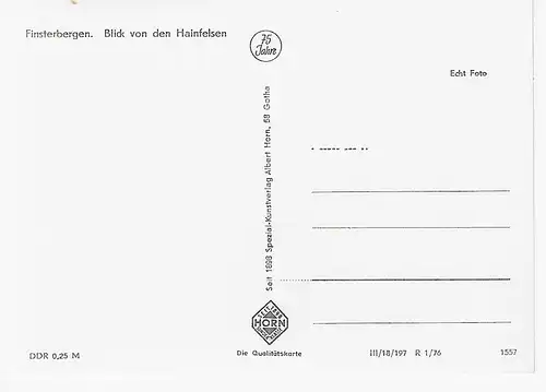 Ansichtskarte Finsterbergen / Thür. Wald - Blick von den Hainfelsen - nicht gelaufen 