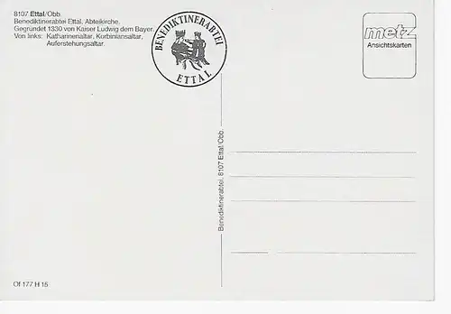 Ansichtskarte Ettal / Obb. - Benediktinerabtei Ettal, Abteikirche - nicht gelaufen
