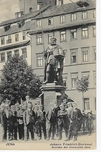 Ansichtskarte Jena  - Johann Friedrich-Denkmal - Gründer der Universität Jena - gelaufen ca. 1920