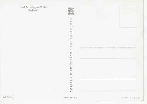 Ansichtskarte Bad Salzungen (Thür) - Kurhaus - nicht gelaufen 