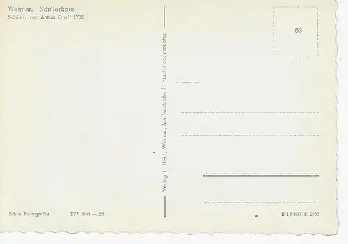 Ansichtskarte Weimar - Schillerhaus - nicht gelaufen 