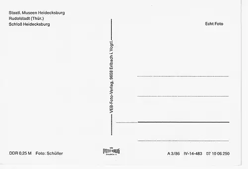 Ansichtskarte Rudolstadt - Schloß Heidecksburg - nicht gelaufen 