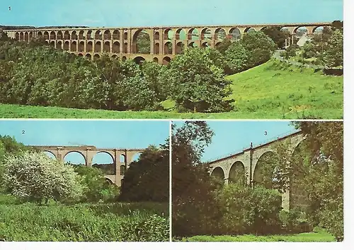 Ansichtskarte Göltzschtalbrücke - Elstertalbrücke - Syratalbrücke - gelaufen 