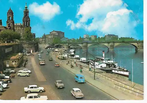 Ansichtskarte Dresden - Brühlsche Terrasse - gelaufen 