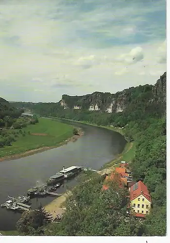 Ansichtskarte Elbsandsteingebirge - Blick auf Kurort Rathen - gelaufen 1996