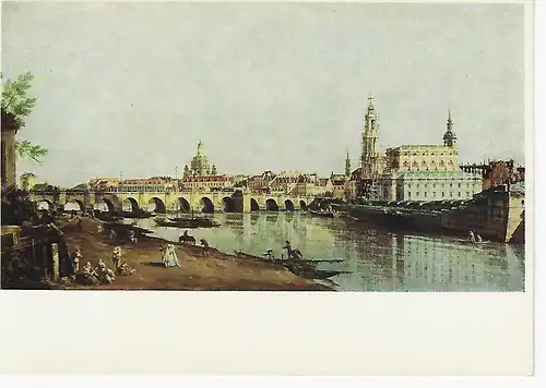 Ansichtskarte Dresden - Canaletto (B. Bellotto) - Dresden, vom rechten Elbufer, Gemäldegalerie Dresden - nicht gelaufen 