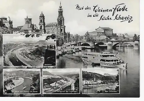 Ansichtskarte Mit der Weissen Flotte in die Sächsische Schweiz - nicht gelaufen