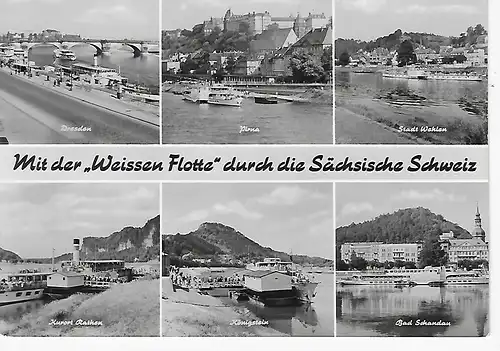 Ansichtskarte Mit der Weissen Flotte in die Sächsische Schweiz - gelaufen