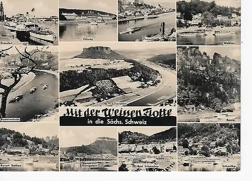 Ansichtskarte Mit der Weissen Flotte in die Sächsische Schweiz - nicht gelaufen