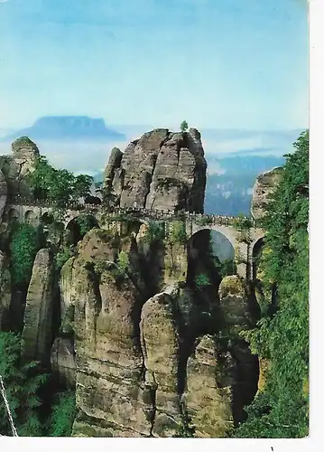 Ansichtskarte Basteibrücke - Sächsische Schweiz - gelaufen 1972