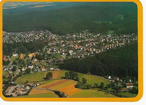 Ansichtskarte Kneipp-Kurort Schieder / i. Lippe - Gesamtansicht mit Kalenberg und Hohes Mörth - gelaufen 1983