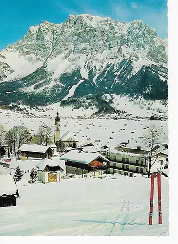 Ansichtskarte Lermoos - Tirol - Österreich - Wintersportplatz mit Zugspitze - nicht gelaufen 