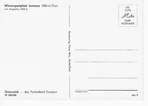 Ansichtskarte Lermoos - Tirol - Österreich - Wintersportplatz mit Zugspitze - nicht gelaufen 