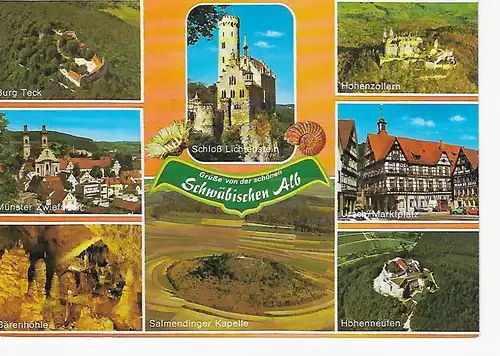 Ansichtskarte Schwäbische Alb - gelaufen 1989