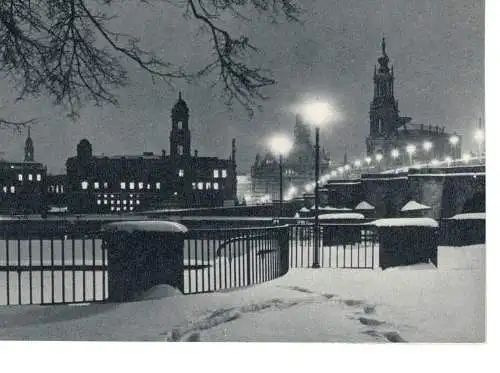 Ansichtskarte Dresden - Winterabend in Dresden - nicht gelaufen 