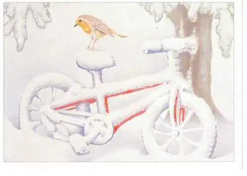 Ansichtskarte BD Nr. 116 "Rotkehlchen" - Original mundgemalt von Richard Wood