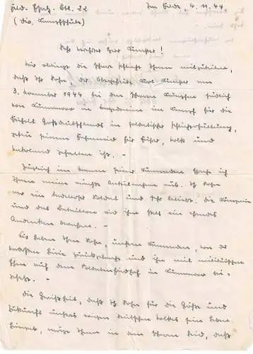 Zettel / Brief 04.11.1944 - 2 Seiten beschrieben
