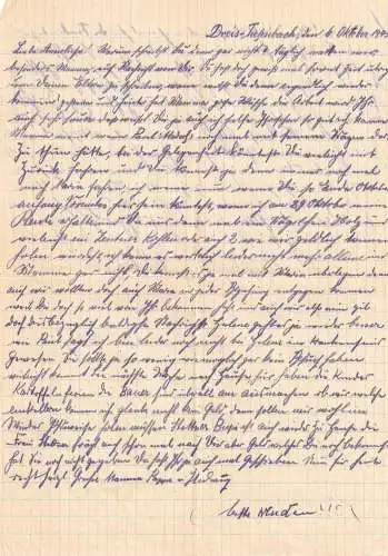 Zettel / Brief 06.10.1949 - Vorder- und Rückseite beschrieben