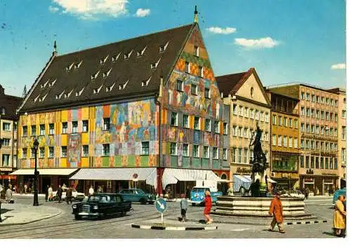 Ansichtskarte Augsburg - Weberhaus am Moritzplatz - gelaufen 1972